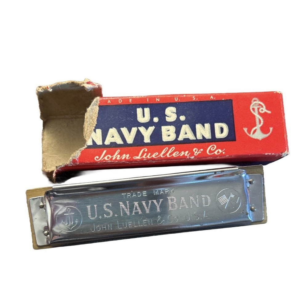 Vintage US Navy Band Harmonica John Luellen & Co USA WW2 Era Collectible Working